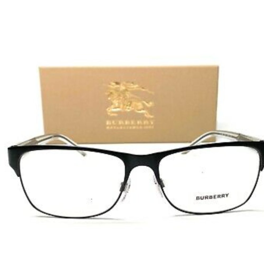 Burberry Men's Matte Black Rectangle Eyeglasses! - Picture 2 of 4
